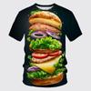 Nová legrační hamburger pizza 3D potisk trička Muži s výstřihem pro volný čas Tričko s krátkým rukávem Oversized Streetwear Dětská trička Topy Oblečení