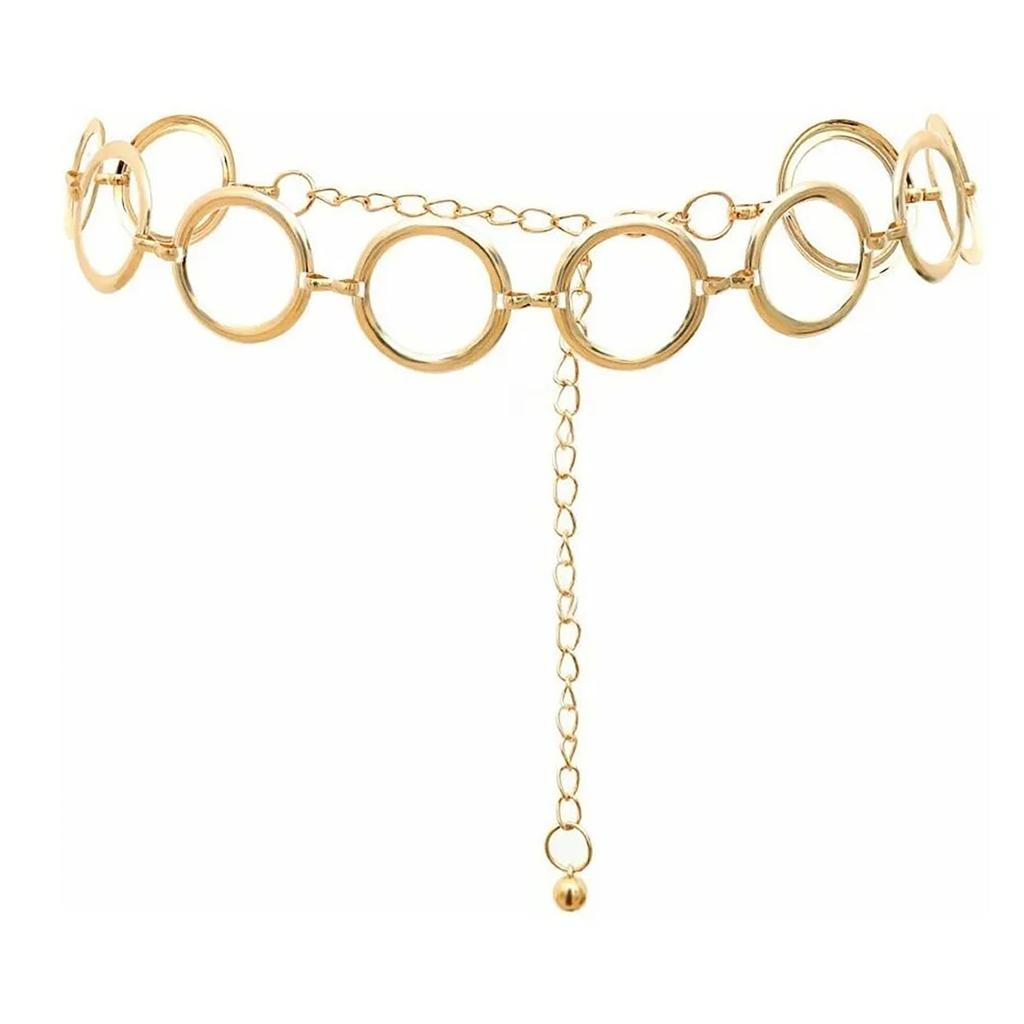 Women O Ring Hoop Chain Belts Fashionable Elegant Alloy Waist Belt Links Dress Decoration