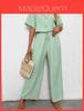 Elegant Plain Color Twopiece Suit With Splicing Design For Women Casual Office Wear