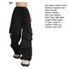 Women Pants Elastic Waist Adjustable Drawstring Wide Leg Casual Trousers Multi Pockets Design Cargo Pants