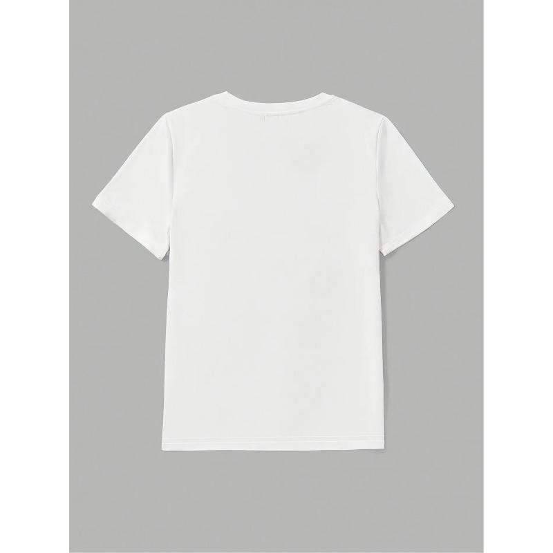 Casual Loose Round Neck T-Shirt for Women Featuring a Floral Heart Print, Suitable for Japanese And Korean Fashion Styles