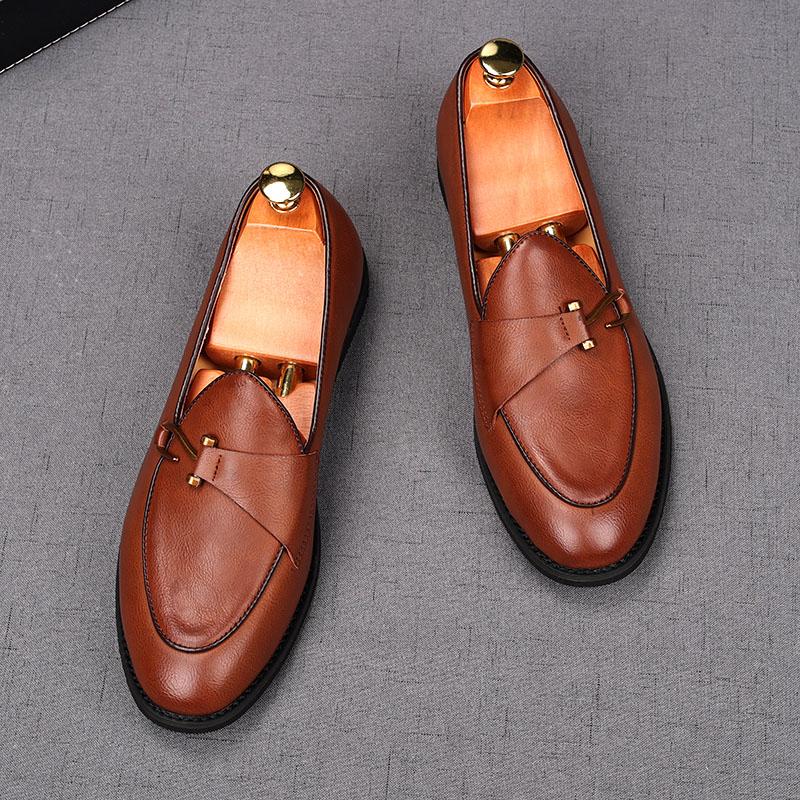 Fashion Fashion Men's Black Brown Monk Strap Patent Leather Oxford Flats Casual Shoes Male Homecoming Wedding Dress Zapatillas Hombre