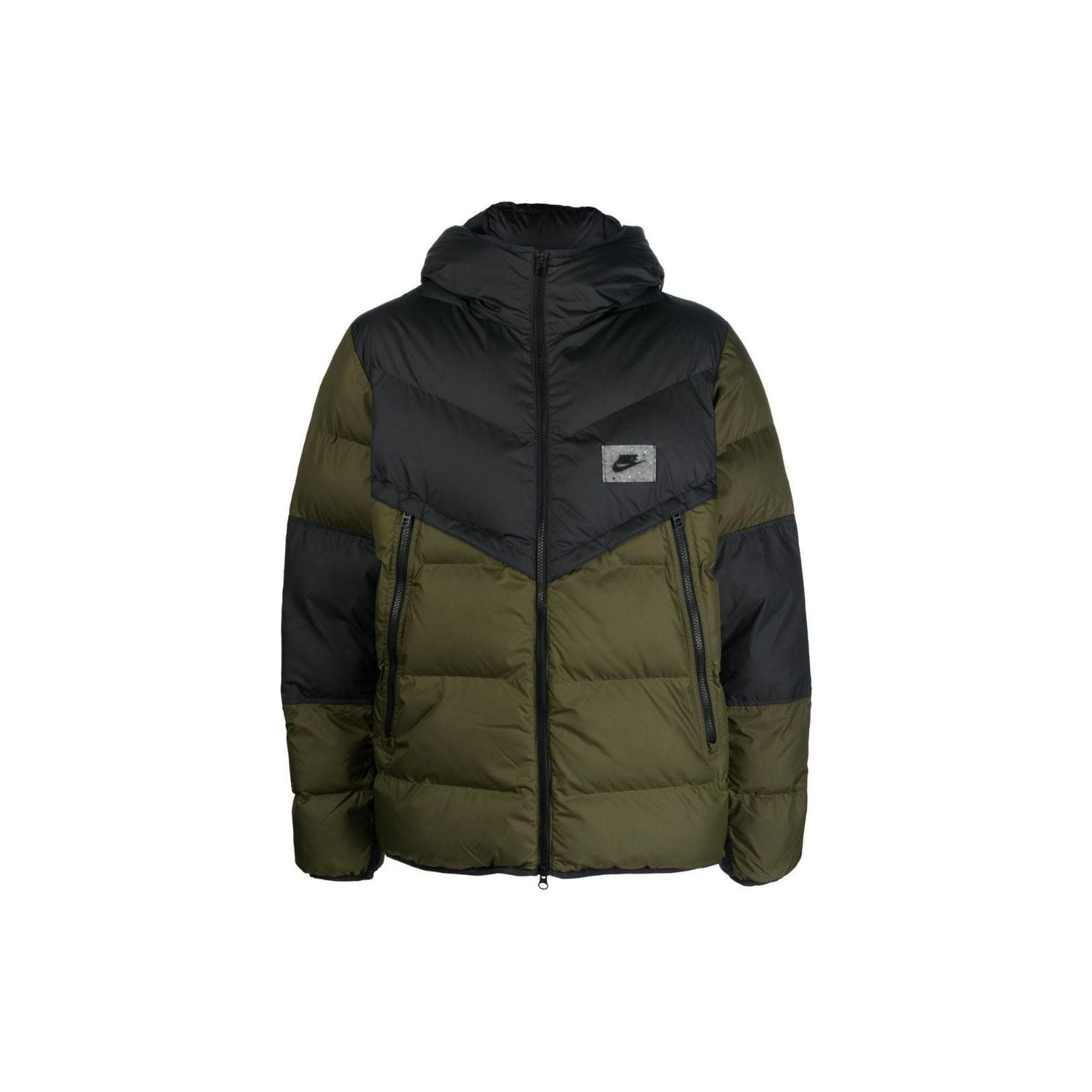 Nike Men's Green Logo Zip-Up Hooded Long-Sleeve Down Jacket Outerwear Dx2040-011 Cm
