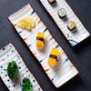 Rechteckige Keramikplatte im japanischen Stil, Sushi-Snack-Dessert-Serviertablett für Frühstück & Haushaltsgeschirr