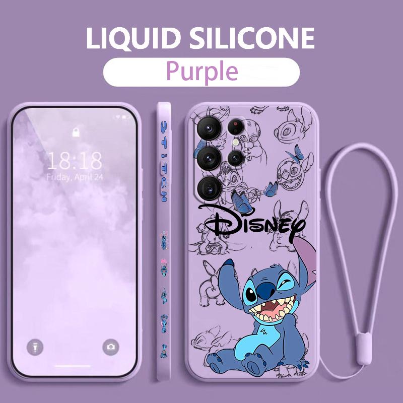 

Disney Lilo & Stitch Angel For Samsung Galaxy S24 S23 S22 S21 S20 FE S10 Ultra Plus Lite 5G Liquid Left Rope Cover Phone Case Samsung S20 Ultra 5G