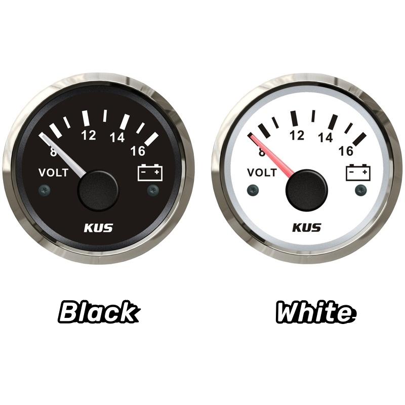 KUS Car Truck Boat 52mm 8-16V Display Voltmeters Pointer Voltage Gauges Marine 18-32V Volt Meters with Yellow or Red Backlight