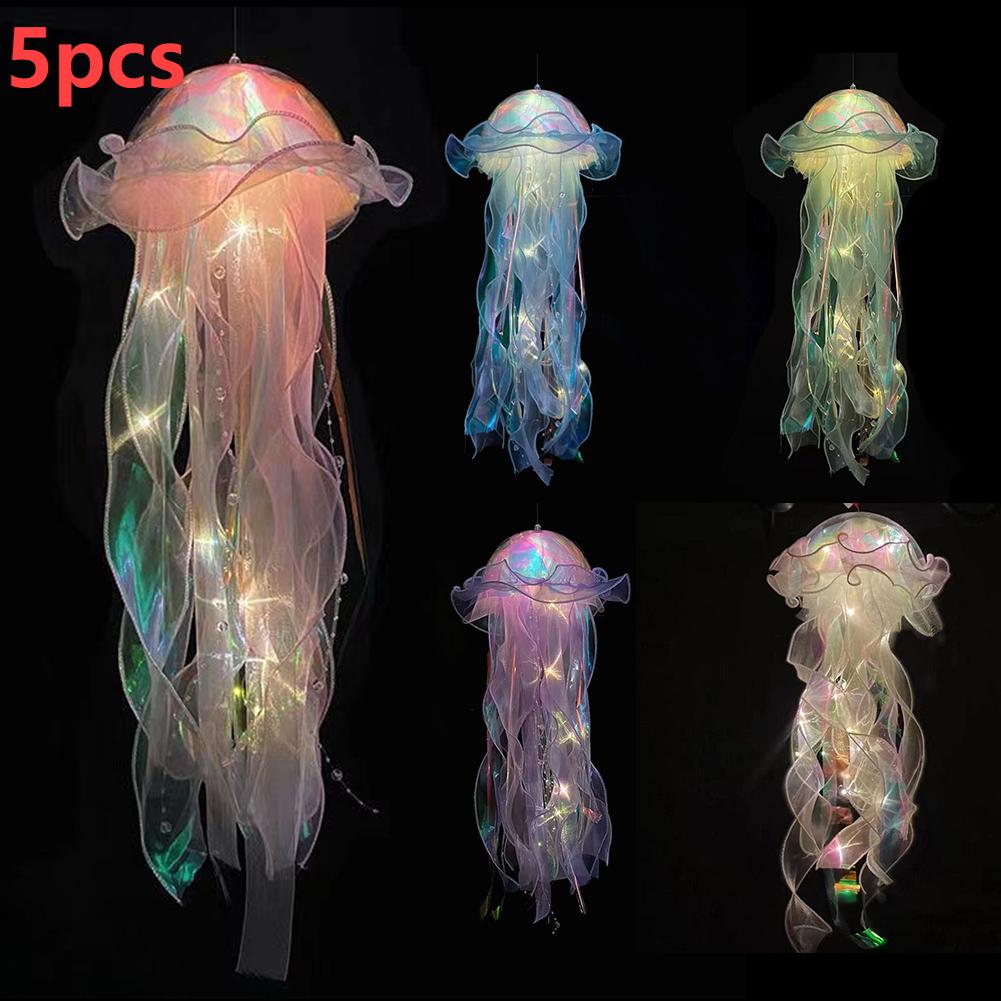 1-5PCS LED Jellyfish Lamp Button Battery Portable Flower Light Atmosphere Decoration Lamp Bedroom Night Lamp For Room Home Decor