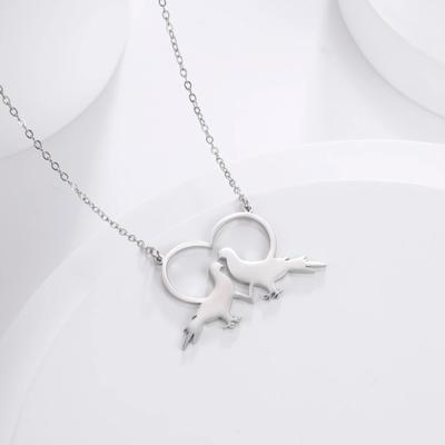 Skyrim Love Peace Dove Pigeon Heart Pendant Necklaces Gold Color Couple Bird Neck Chain Stainless Steel Clavicle Chain for Women