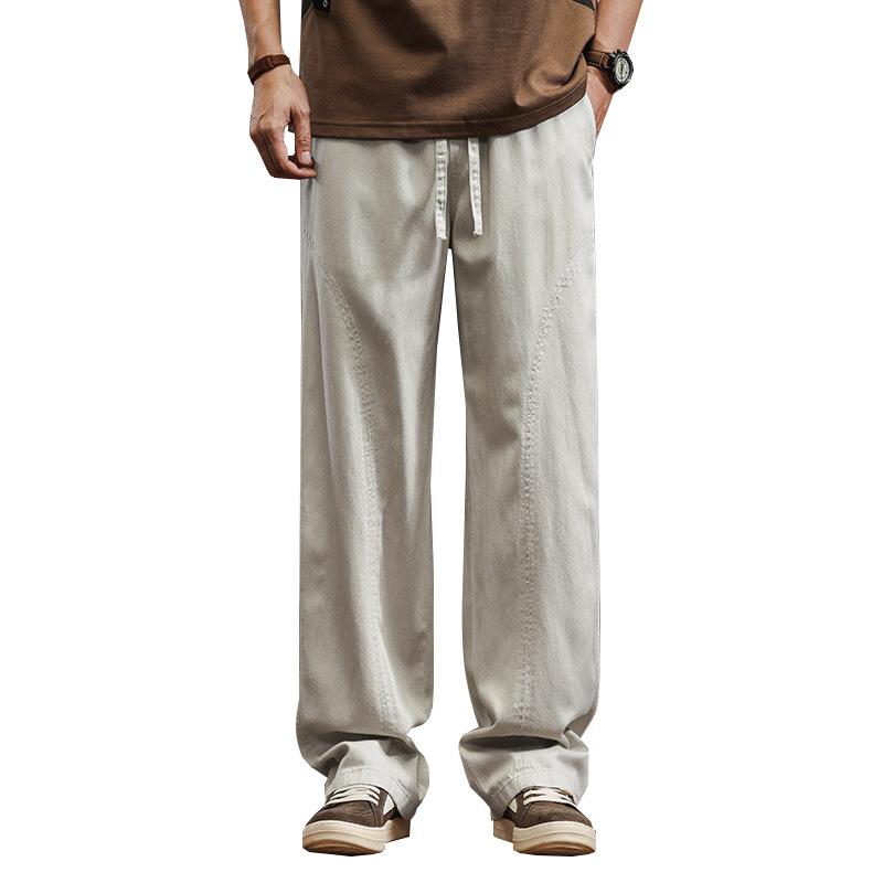 Lyocell casual pants men's new spring and autumn loose straight trendy men's pants sports men's wide-leg pants