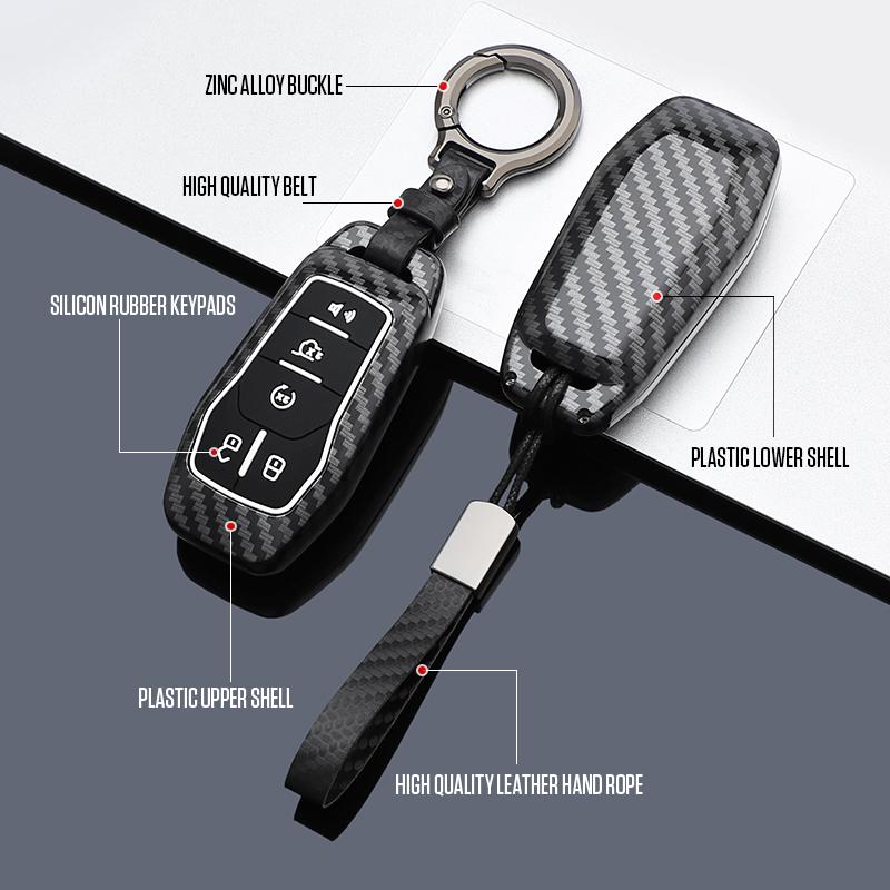 Interior Mouldings Car Key Cover Case For Ford Fusion Mondeo Mustang F-150 Explorer Edge 2015 2016 2017 2018 Car Key Protection
