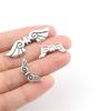 10PCS Vintage Antique Silver Color Alloy Angel Feather Wing Pendant For DIY Jewelry Making
