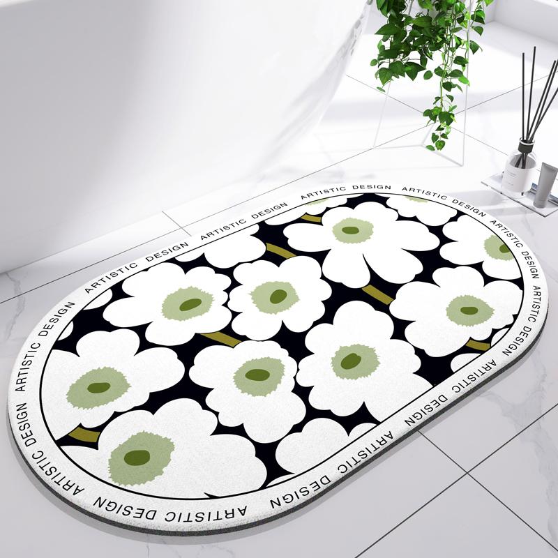 Diatomite Leaf Bath Mat Foot Mat Non-slip Bathroom Rug Absorbent Bath Carpet Quick Drying Shower Toilet Bathtub Doormat Washable