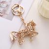 Keychain Pendant Chinese Style Rhinestones Inlaid 3D Chinese Zodiac Horse Design Key Chain Metal Charm Bags Keyring