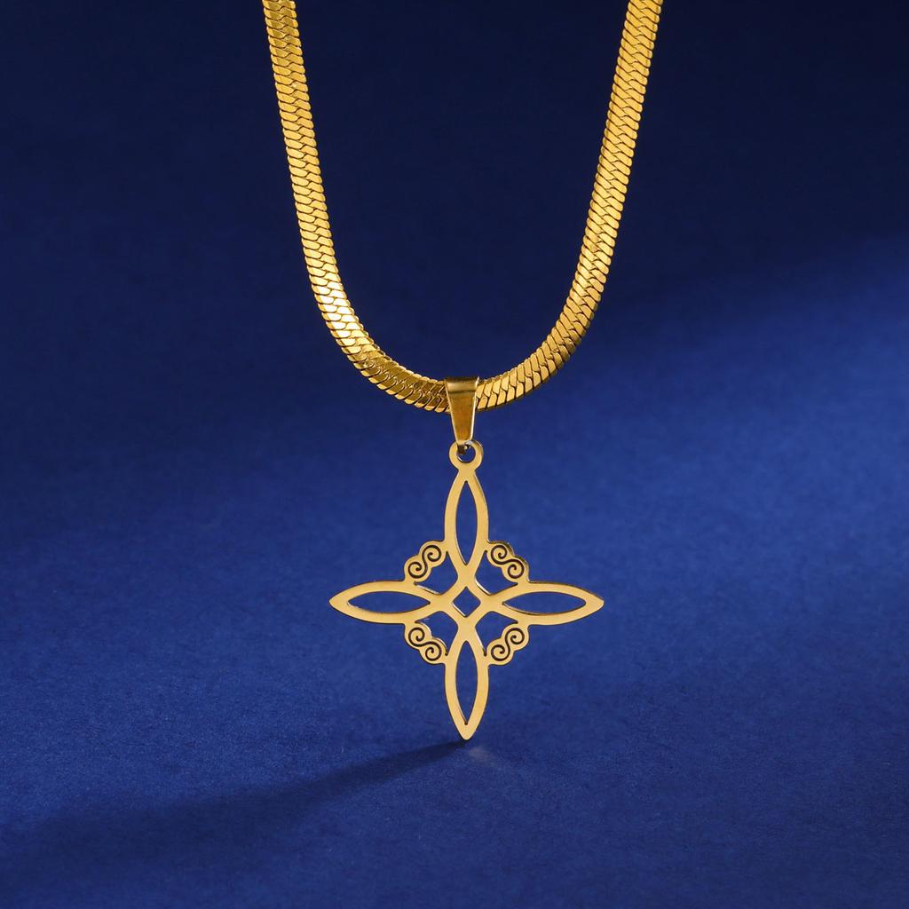 Classic Stainless Steel Necklace Trend Witch Knot Pendant Necklace Men Women Casual Jewelry Gifts