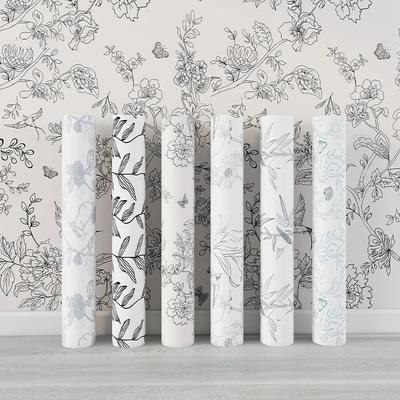 Verdickte Skizze Persönlichkeit Blume Pflanze Tapete Tinte Malerei Tapete Wasserdichte PVC Aufkleber Mit Klebstoff Selbst-adhesive Tapete