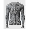 Summer Round Neck 3D Skull Pattern Printed Top, Fashionable and Casual Men's Long Sleeved T-shirts