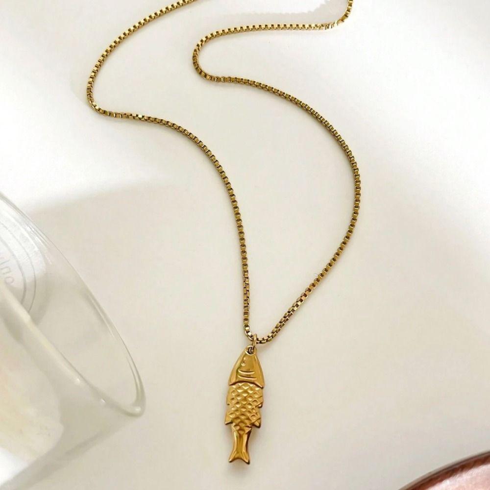 Stainless Steel Fish Pendant Necklace Waterproof Luxury Choker Summer Season