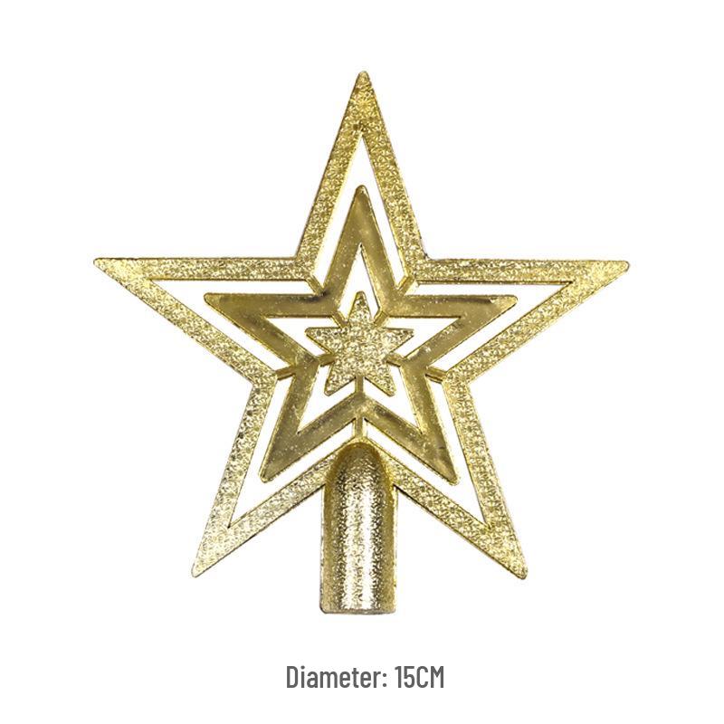 European Gold Star Christmas Tree Topper - Five-Pointed, 10/15/20cm