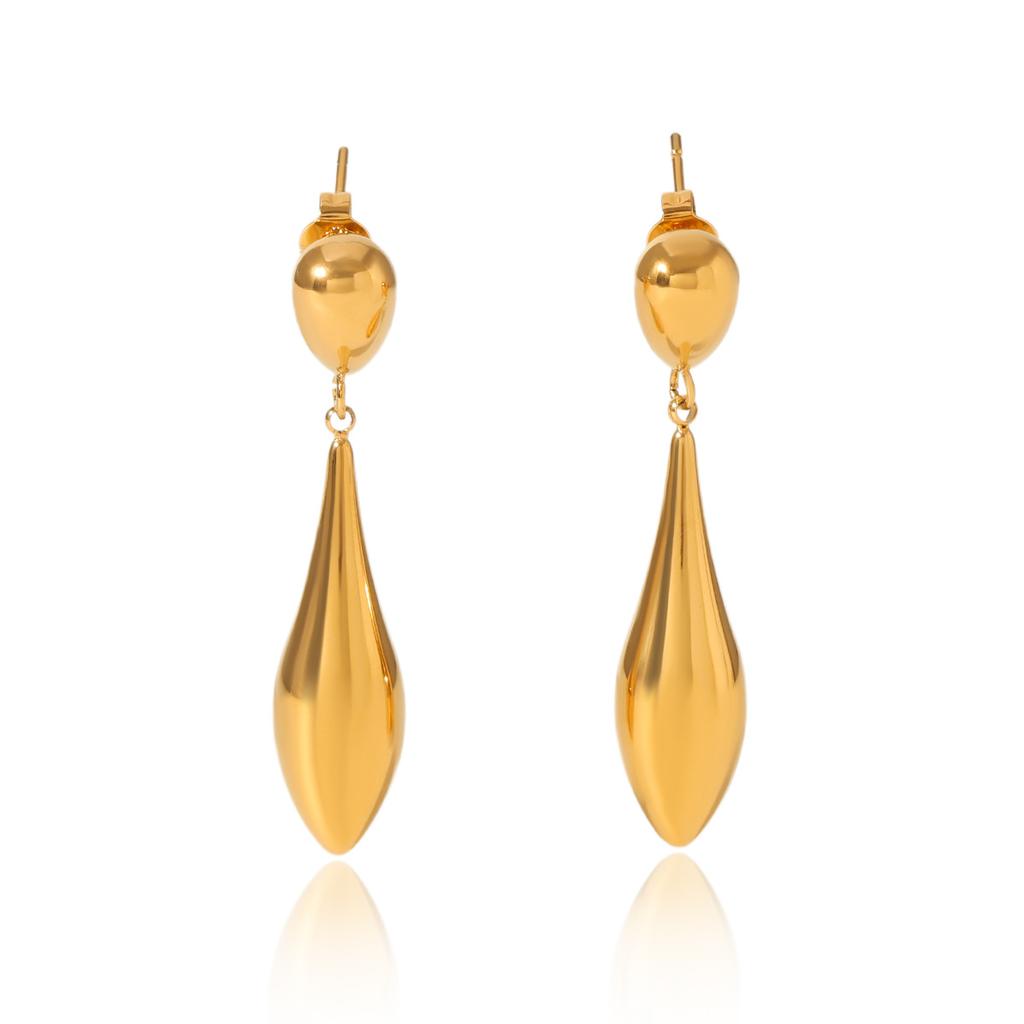 Phoenix Trendy Fashionable Personality 18K Gold Plated Stainless Steel Teardrop Earrings for Women, High-end Ins Style