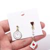 2 Pairs Trendy Clock Poker Card Drop Earrings Asymmetric Ear Accessories Stylish Earwear for Festivals and Gatherings
