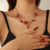 Exquisite Necklace Earrings Set Crystal Flowers Women Jewelry Set Flower Pendant Necklace Women