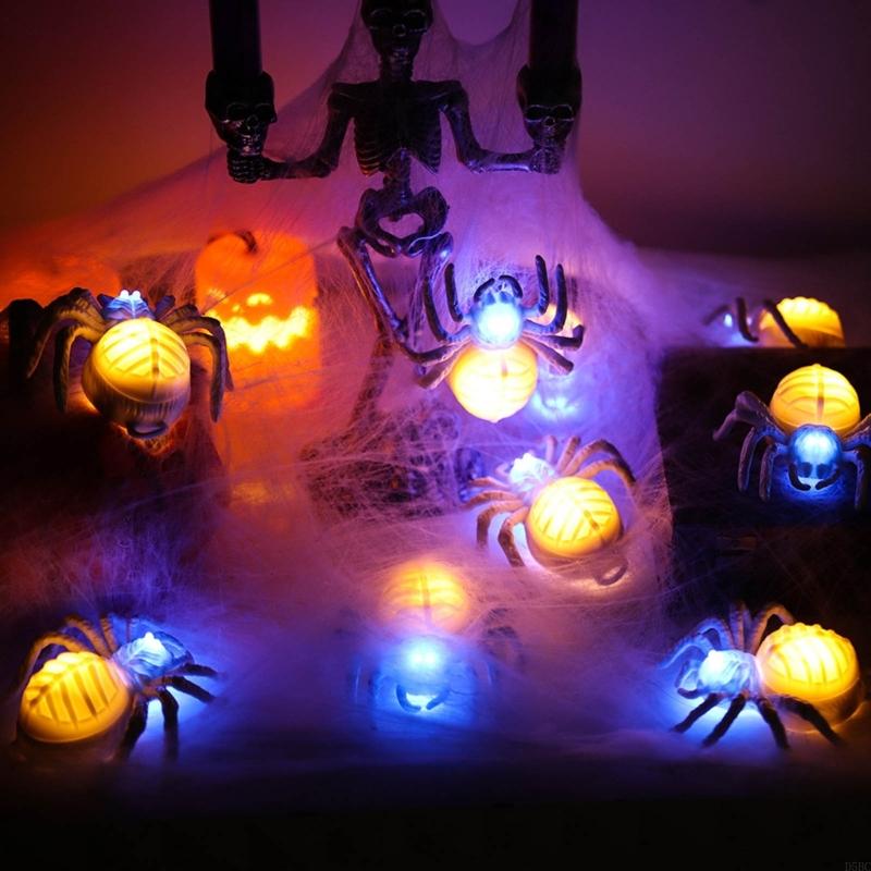 12 Stück Dekorative LED Nachtleuchtende Spinnen Lampe Spinnen Nachtlicht Dekoration
