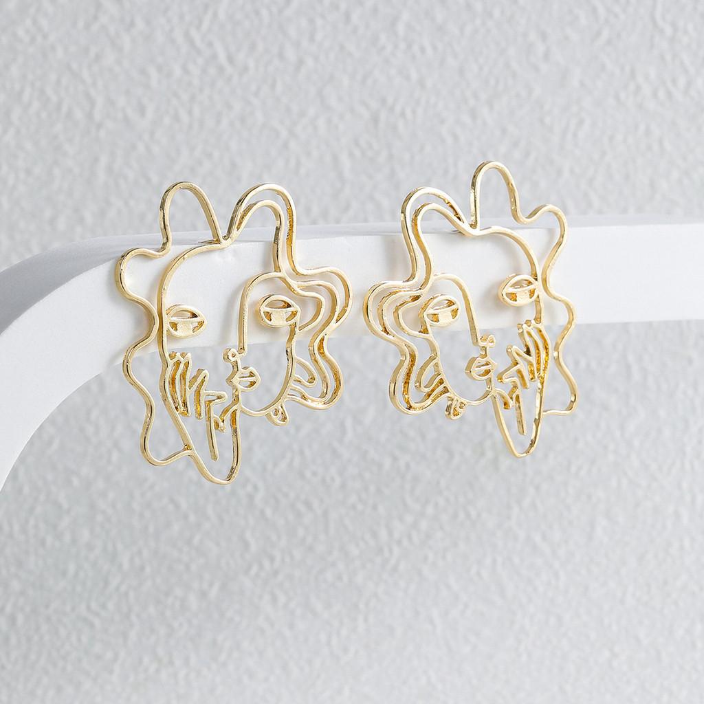 Minimalist Modern Alloy Geometric Face Outline Earrings Accessories Fashionable