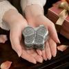 Alloy Material Vintage Jewelry Box Footed Base Stemmed Treasure Storage Case  Home Decor