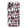 Pink Black Amore Brush Script Print Clear Phone Case For Samsung Galaxy S10 S20 S21 S22 S23 S24 S25 NOTE 10 20 ULTRA Cover