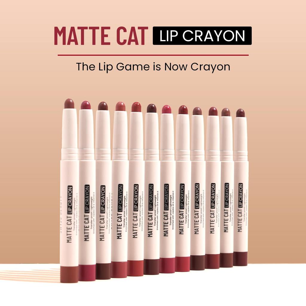 Swiss Beauty Non-Transfer Matte Cat Lip Crayon | Water-Resistant | Long-Lasting 8 Hours Stay | Retractable Lip Crayon | Shade - Persian, 1.5g |