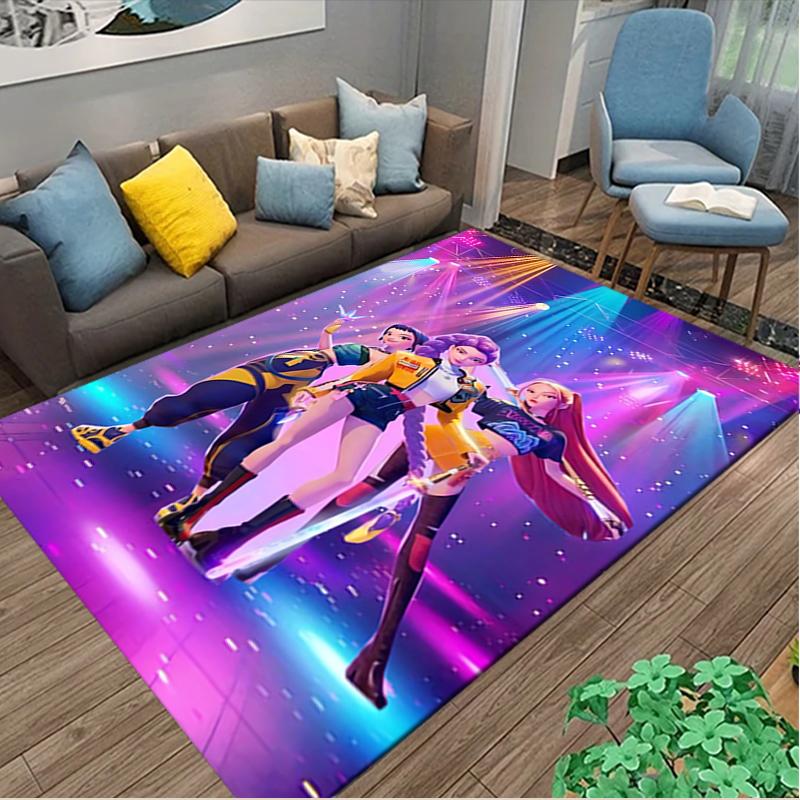 1pc Area Rug Appropriate for Office, Kpop Demon Hunters Carpet, Versatile Printed Chair Rug, Durable Home Sofa Carpet