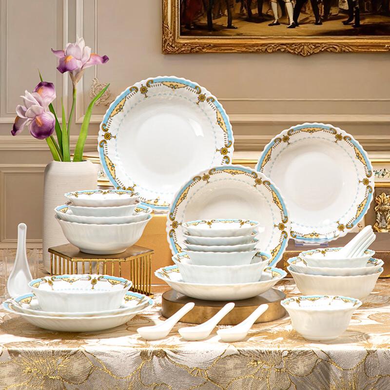 GLASSLOCK Rococo 28-Piece Heat-Resistant Glass Dinnerware Set