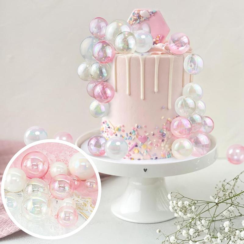 33pcs Colorful Ball Cake Topper Pearl Shape Cupcake Insert Topper for Kids Unicorn Mermaid Birthday Party Decoration Baby Shower