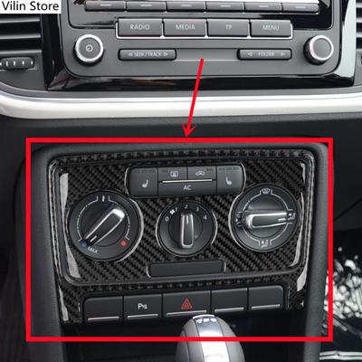 Carbon Fiber Car Center Console Air Conditioning CD Control Panel Cover Trim Strips Decoration Sticker For Volkswagen VW