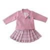 Girls School Uniform Costume Cosplay Plaid Skirt Suit Coat + Shirt + Skirt 3 Piece Set
