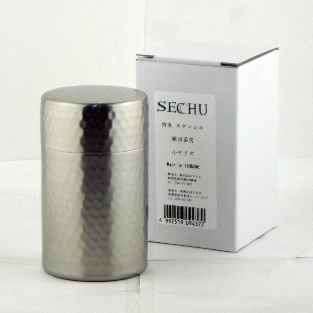 Nagao 18-8 Stainless Steel Tea Caddy, Small, 6.5cm Diameter X 11cm Height, Boxed, SECCHU, Made In Japan