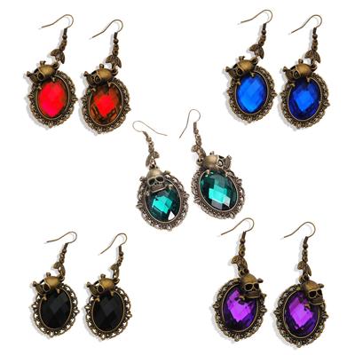 Vintage Strass Kristall Ohrringe für Party Schädel für Kopf Hängende Ohrringe Halloween Punk Schmuck für Frauen Mädchen Mu