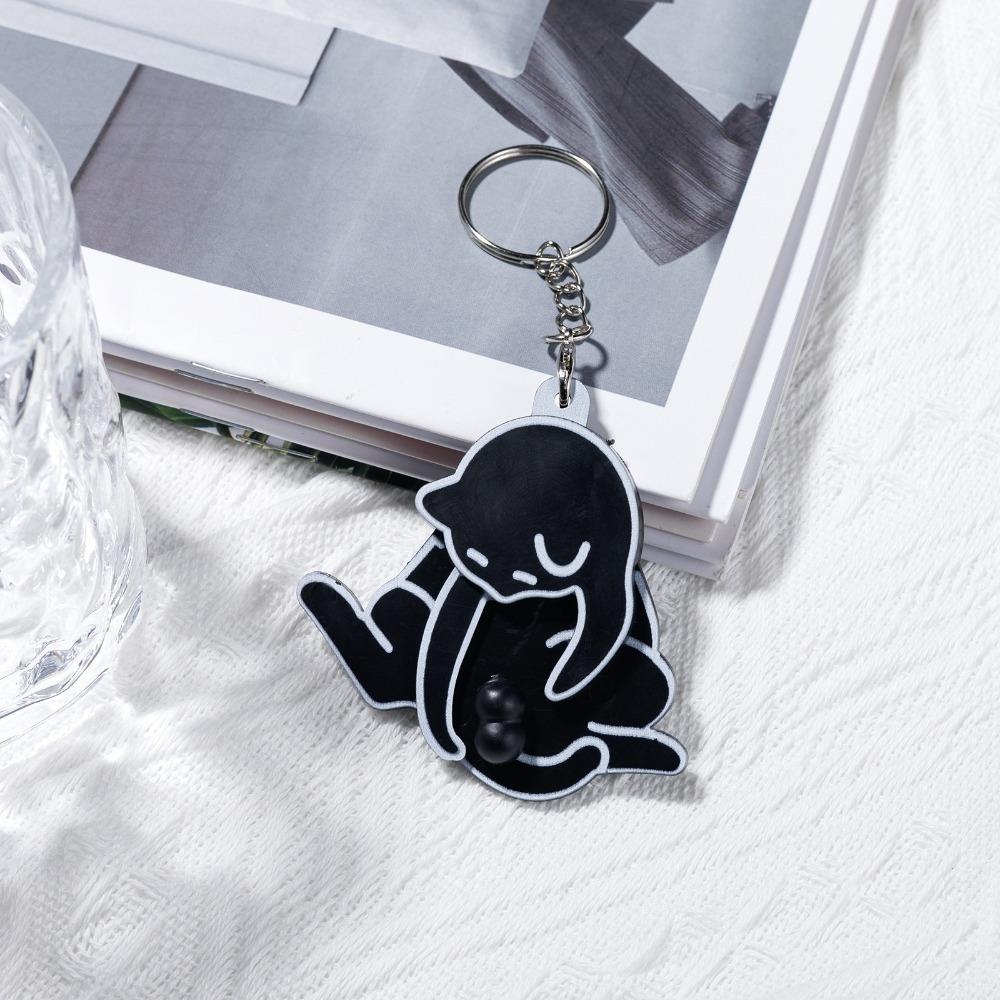 Rotatable Egg Cat Keychain Pull Play Bag Pendant Gifts Cartoon Cat Trick Play Egg Toy