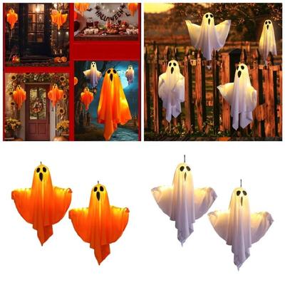 2Pcs Haunting LED Specter Hangings Ornament for Halloween Glowing Specter for Chilling Outdoor Lawns and Garden Display