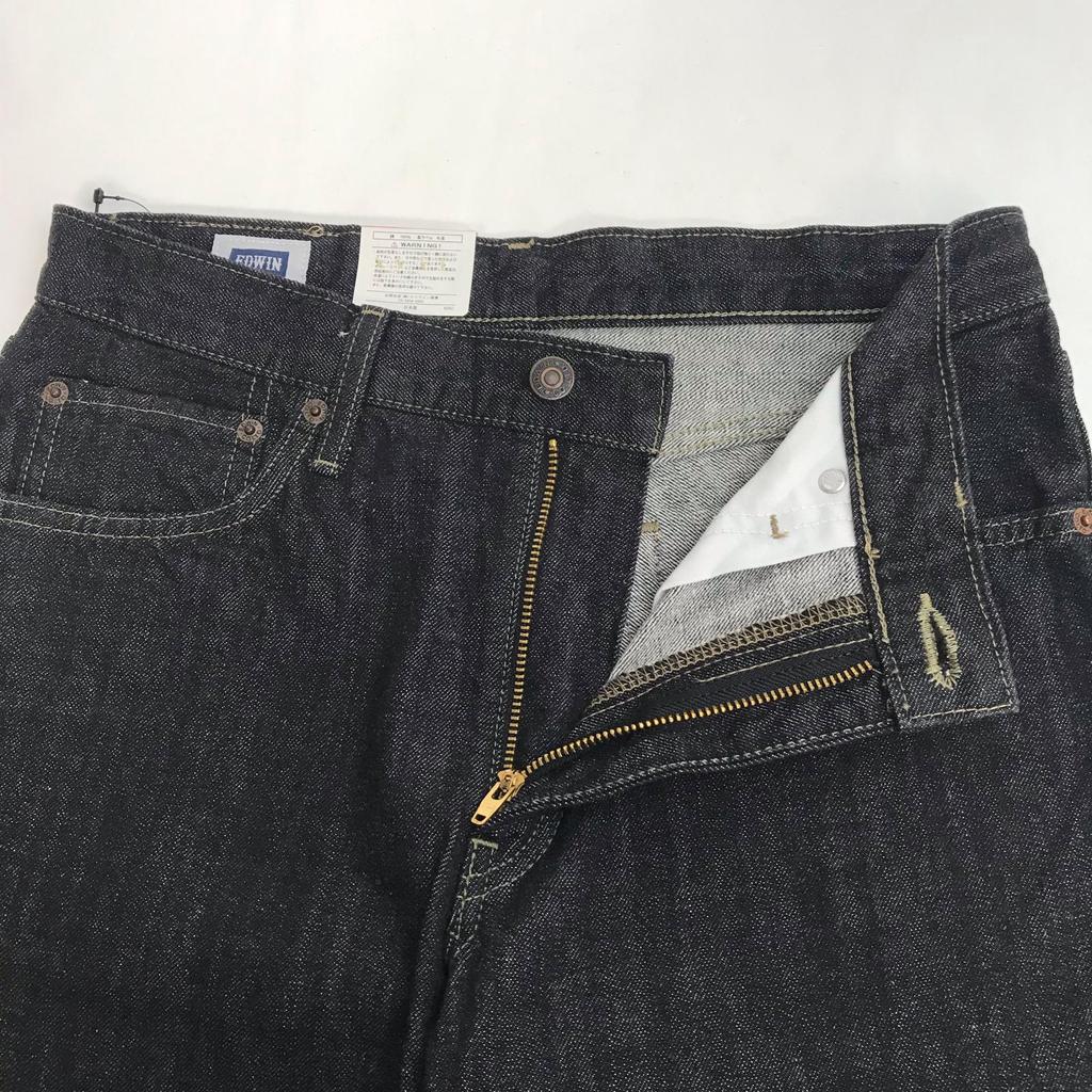NEW Tag Unused Japan EDWIN 402 Black Denim Pants W29 Men's M Inset 74cm Gray Bottoms(USED)
