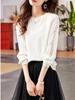 [FEISEDY] Long-Sleeve T-Shirt for Women - Round Neck, Drop Neck, Versatile, Slimming Effect, Breathable, Perfect for Autumn/Winter, Commuting, Office,