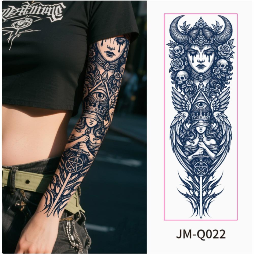 Ganzarm Kräutersaft Tattoo Aufkleber Wasserdicht Nicht Reflektierend Halbpermanent Dunkle Blume Arm Tattoo Aufkleber