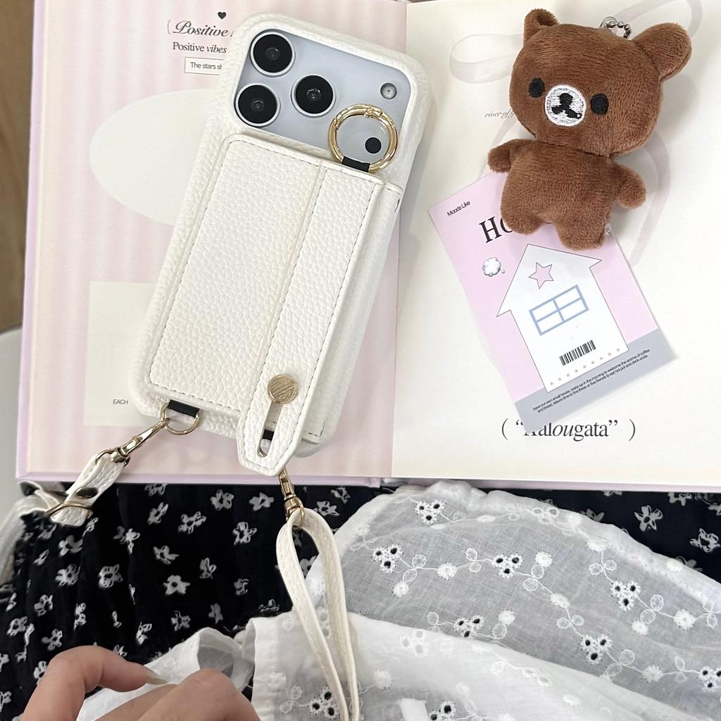 Wrist Strap Crossbody Ring Holder Magnetic Wallet Leather Case For iPhone 17 Pro Max 16 Plus 14 13 12 11 Long Lanyard Bag Cover