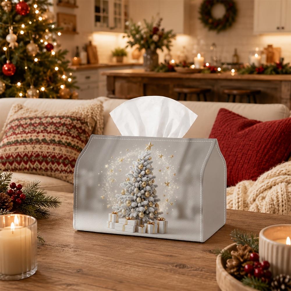 1pc Christmas Elegant Winter Classic Tissue Box - Luminous Fir Tree Gift Box, Durable Napkin Organizer for Car, Kitchen, Dining, Home Decor - Decorati