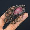Natural Octopus Rhodonite Gemstone Copper Wire Wrap Gift Pendant 3.35" K6g65