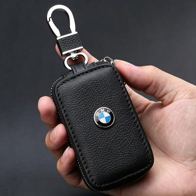 Sticker Metal Logo Leather Key Case Secure Waist Hanging Car Key Storage For BMW Performance F30 F20 F10 F40 E92 E91 G20 G30 G06 HRC7