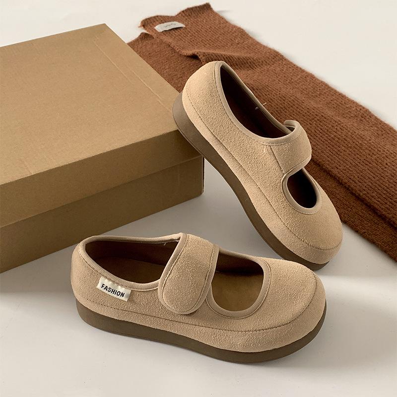 

Повседневные легкие туфли Мэри Джейн на французской платформе в стиле ретро, женские, новинка 2025 года, весна-осень, с юбкой, круглым носком, с неглубоким горлом, одинарные туфли 35 абрикосовый