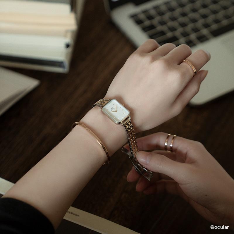 Daniel Wellington European and American watches QUADRO series watch, quartz movement, white dial, women's watch, two-color gold star DW00100625