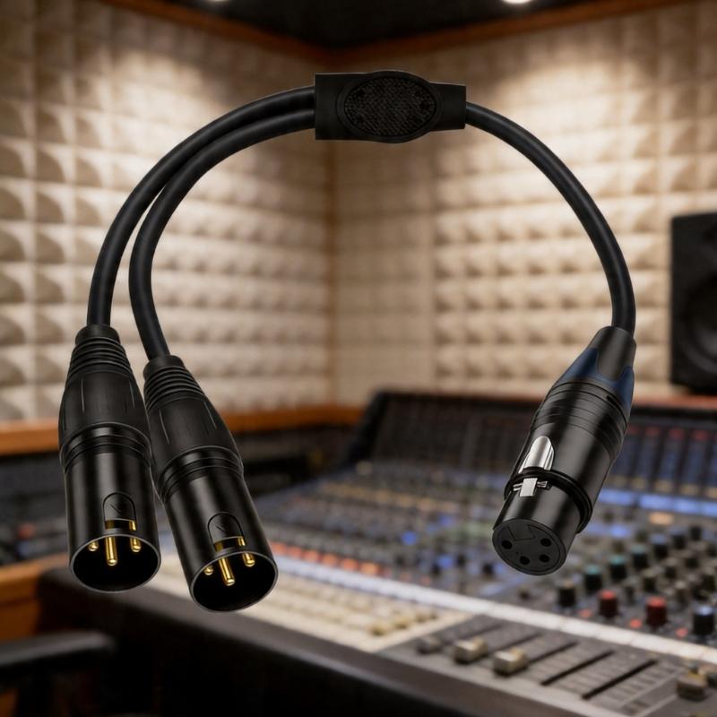 XLR Cable Professional XLR 4Pin To Double 3Pin XLR Splitter Cable For Studio Recording & Live Performances 50Cm