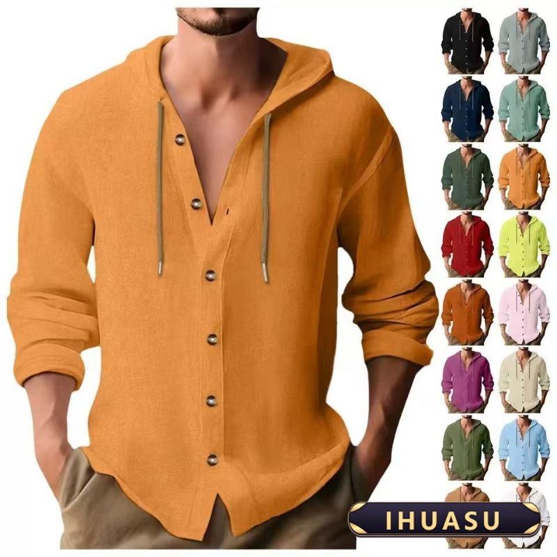 IHUASU Men's Fashion Autumn/Winter Long Sleeves Hooded Casual Blouses & Shirts Elegant